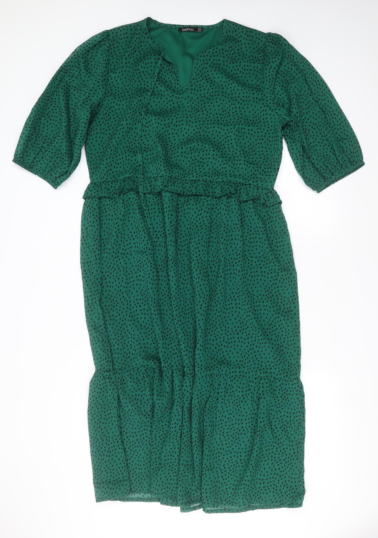Boohoo Womens Green Polka Dot  Shift  Size 14