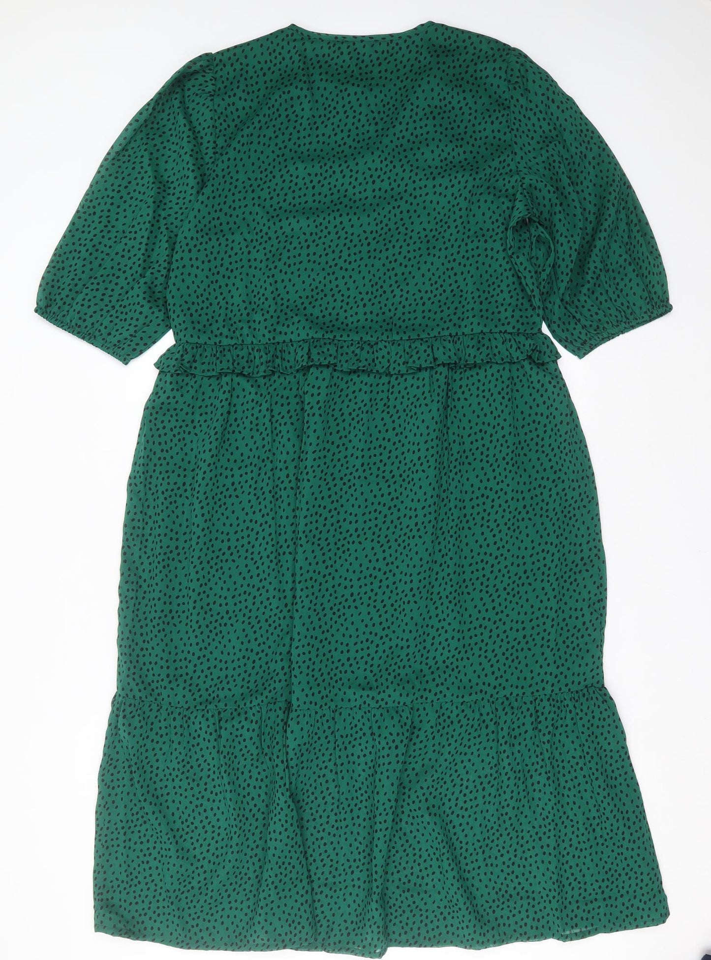 Boohoo Womens Green Polka Dot  Shift  Size 14