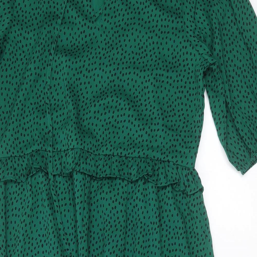 Boohoo Womens Green Polka Dot  Shift  Size 14