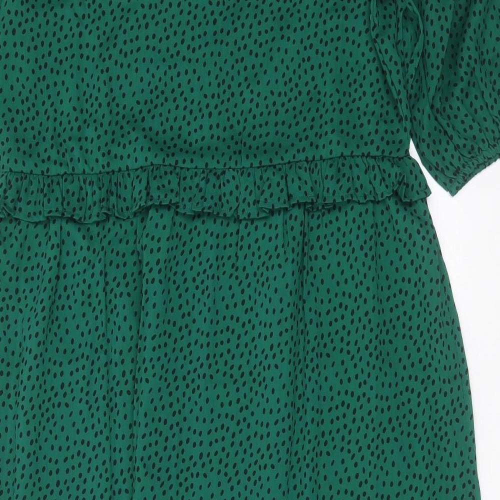 Boohoo Womens Green Polka Dot  Shift  Size 14