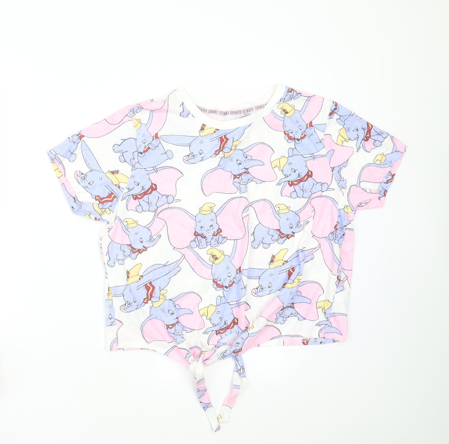 Primark Womens White   Cropped T-Shirt Size L  - dumbo