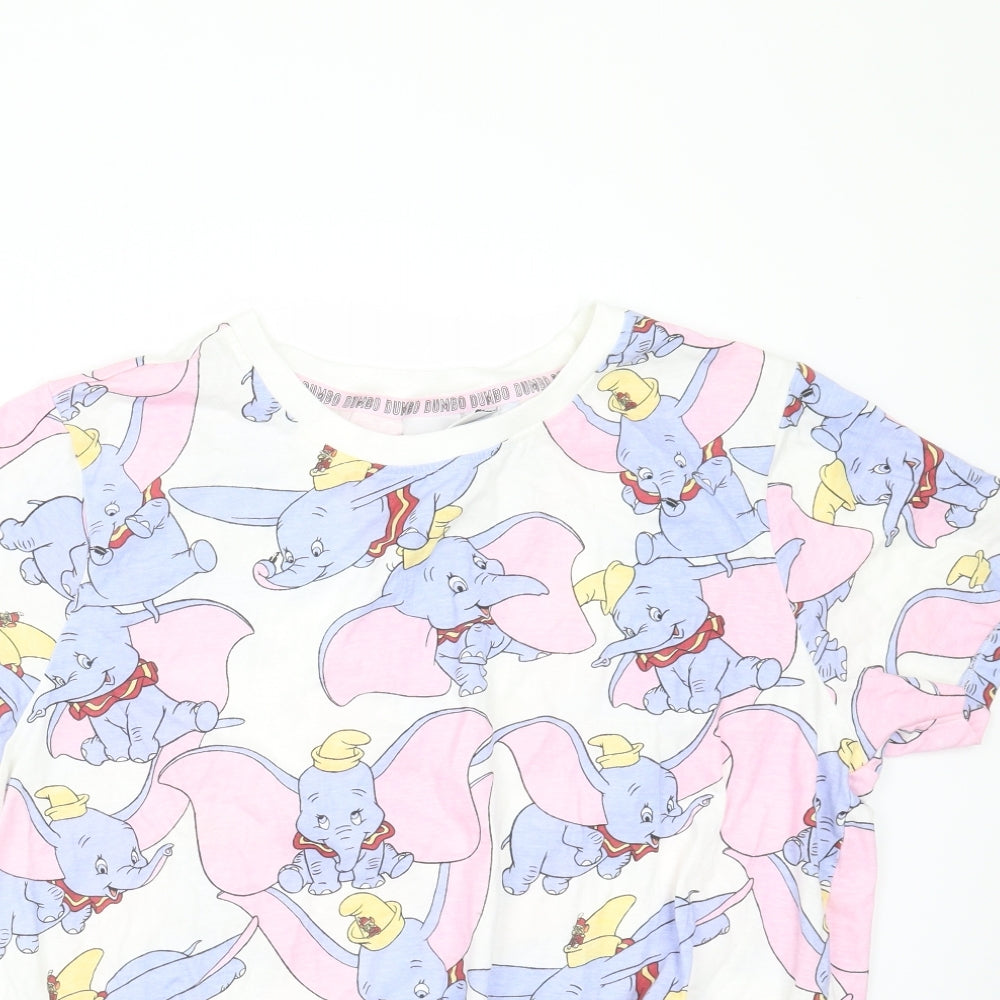 Primark Womens White   Cropped T-Shirt Size L  - dumbo