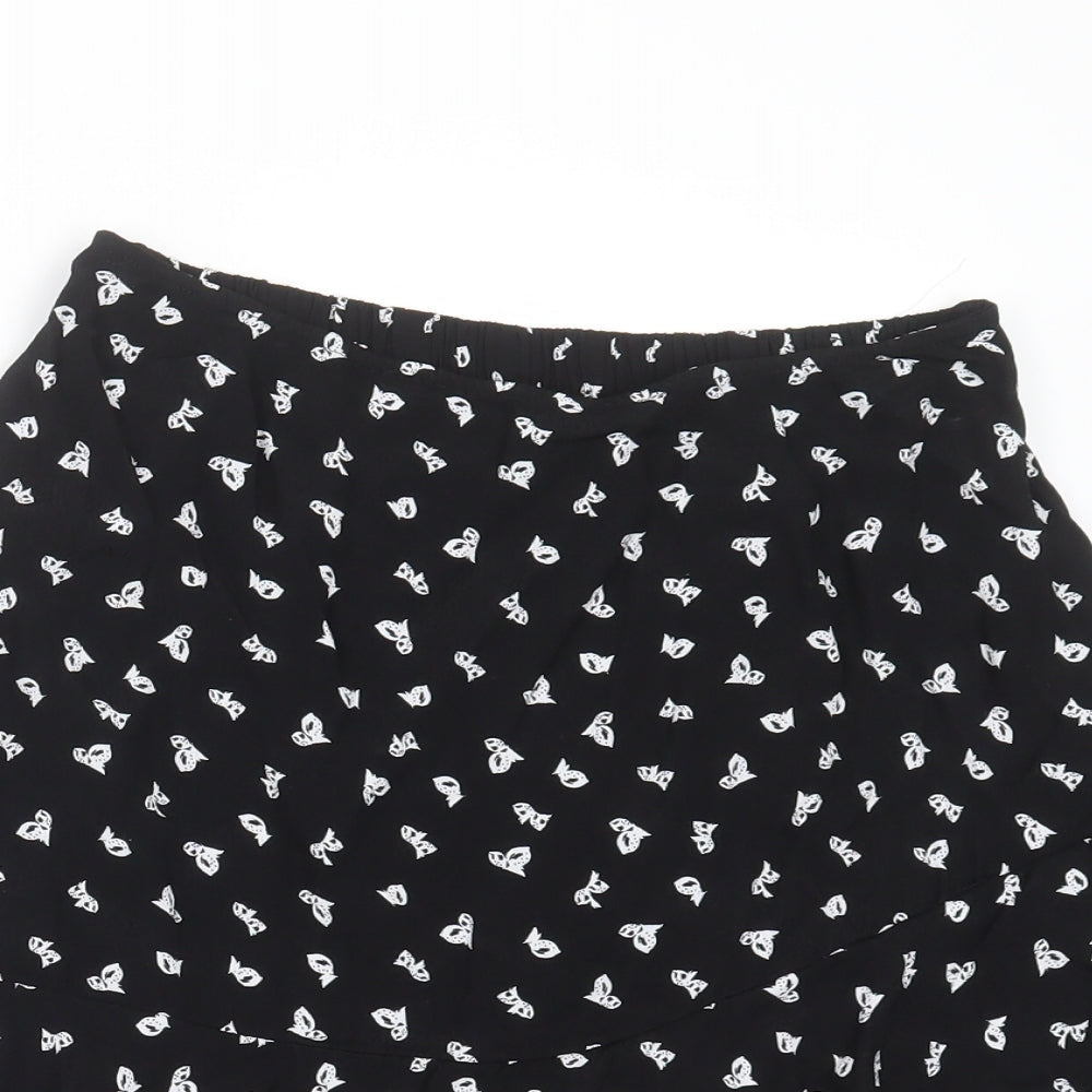 Marks and Spencer Womens Black   A-Line Skirt Size 10  - butterflies