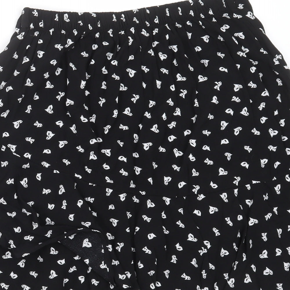 Marks and Spencer Womens Black   A-Line Skirt Size 10  - butterflies
