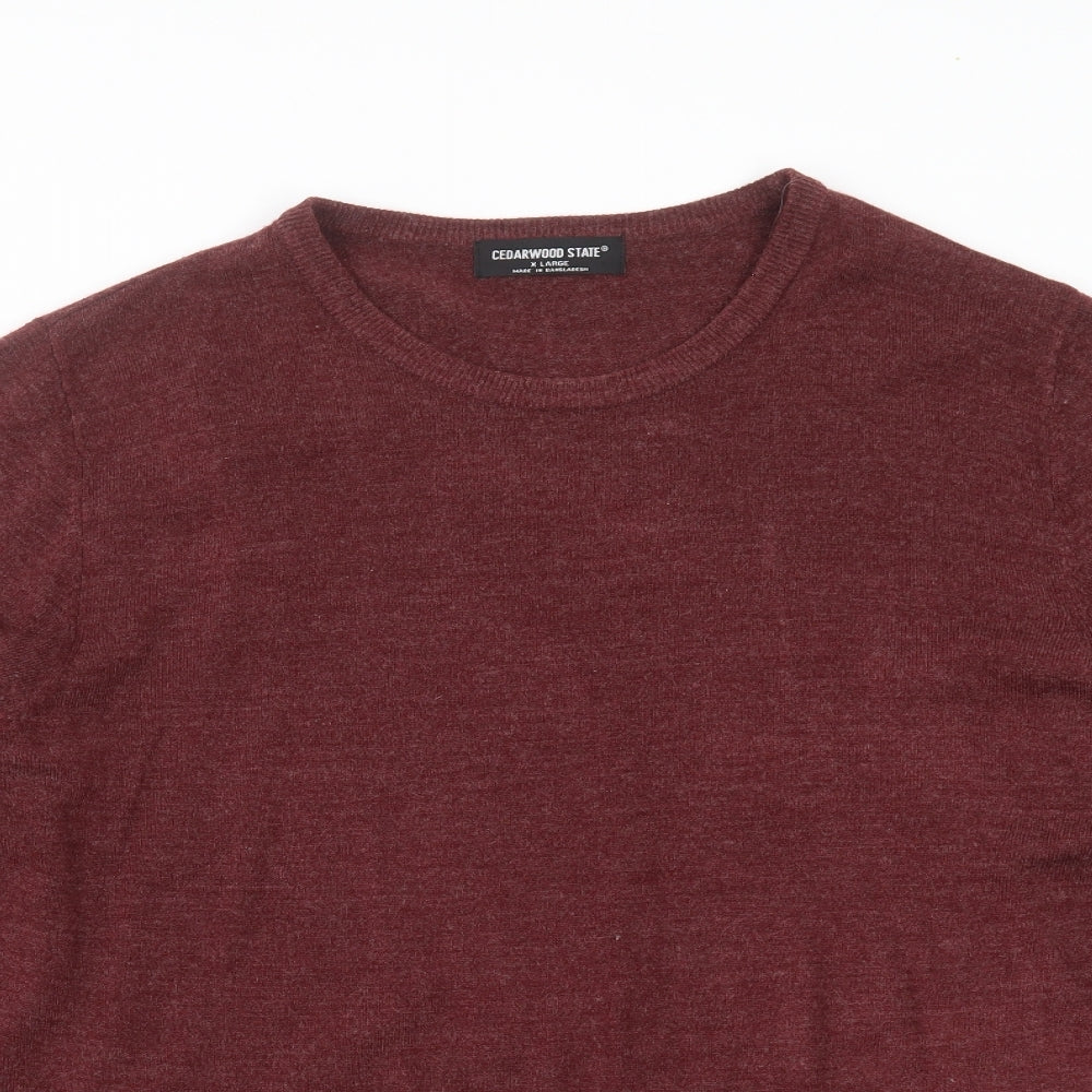 Cedar Wood State Mens Red  Knit Pullover Jumper Size XL  - burgundy