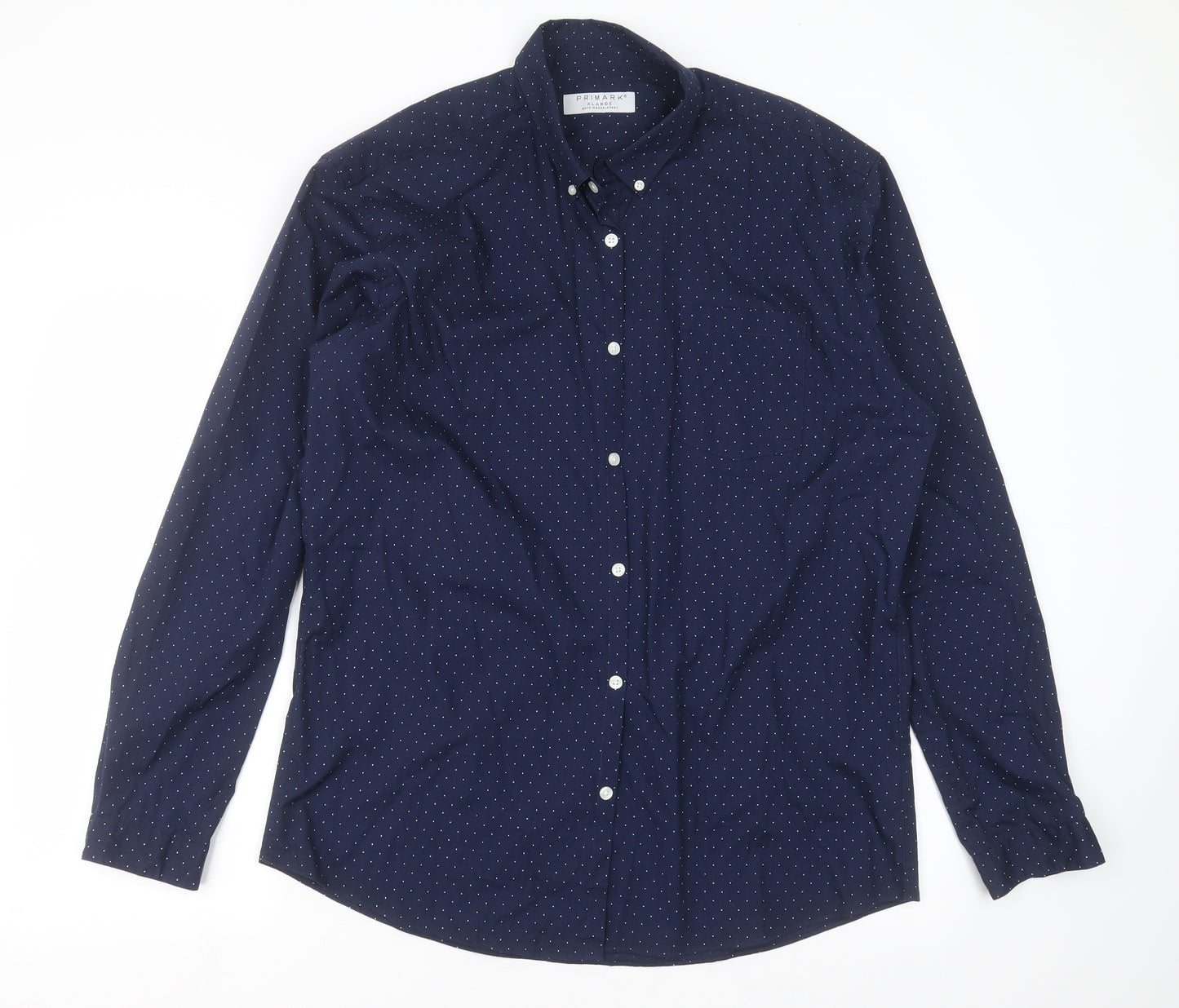 Primark Mens Blue    Button-Up Size XL  - dotted pattern