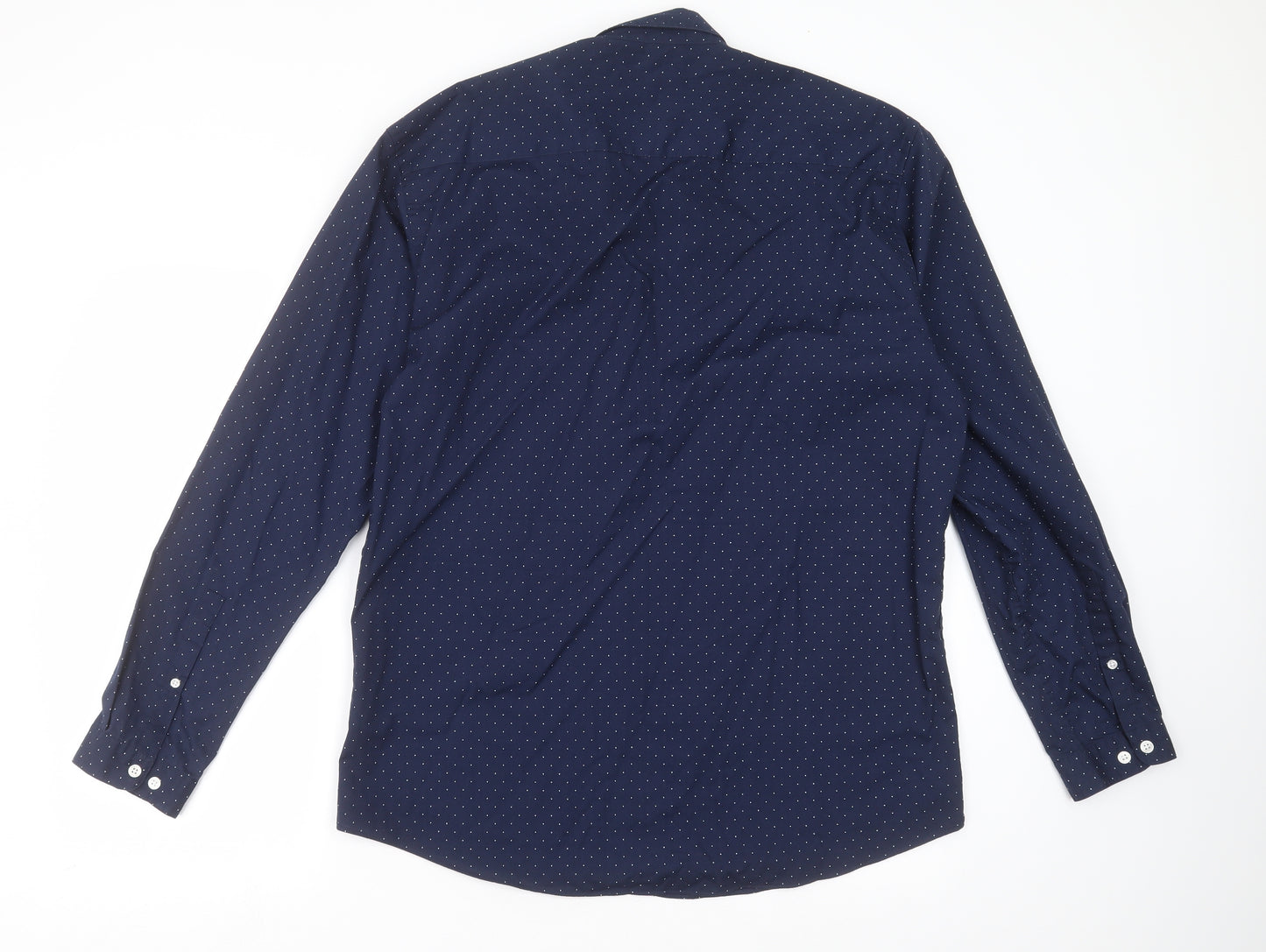 Primark Mens Blue    Button-Up Size XL  - dotted pattern