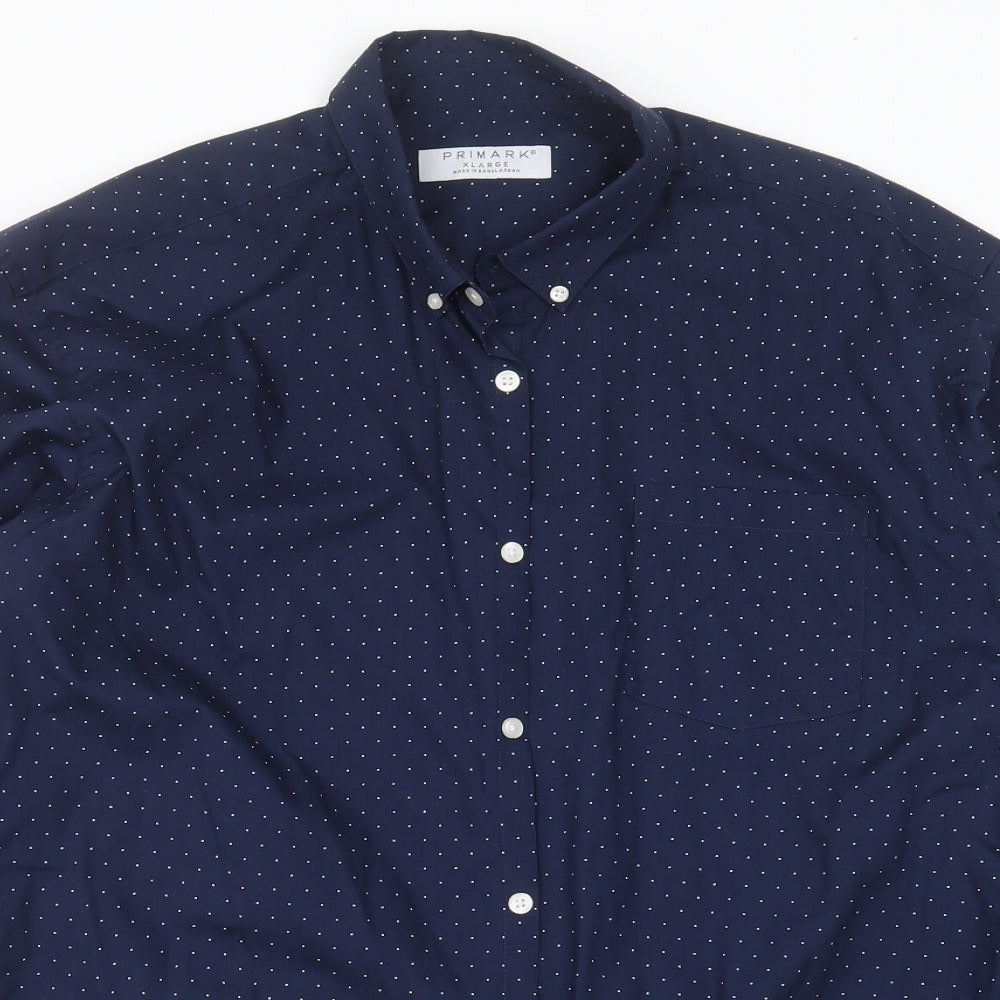Primark Mens Blue    Button-Up Size XL  - dotted pattern