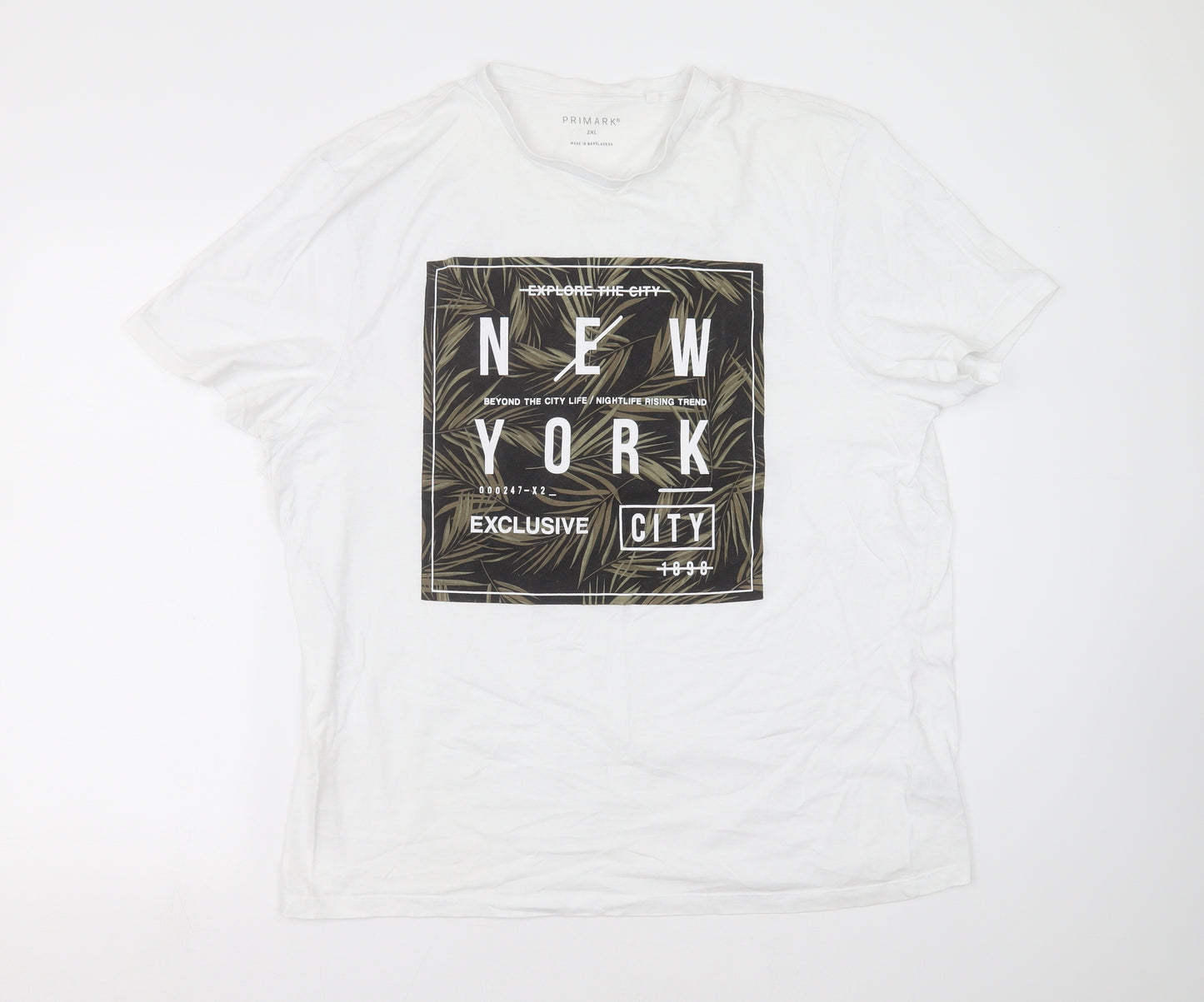Primark Mens White    T-Shirt Size 2XL  - new york