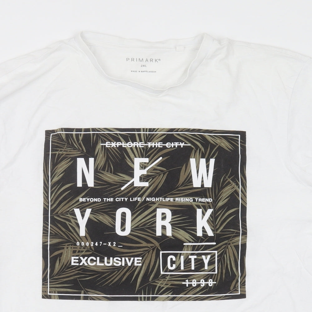 Primark Mens White    T-Shirt Size 2XL  - new york