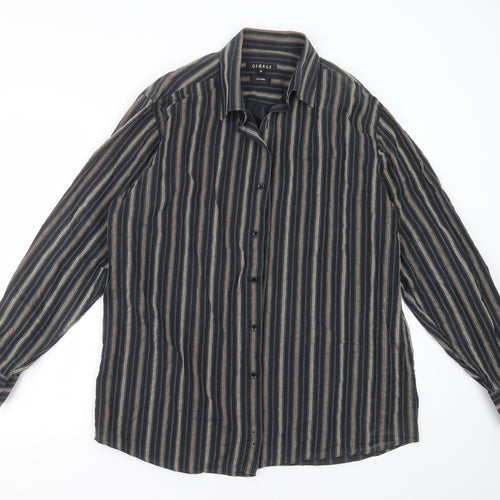 George Mens Black Striped   Button-Up Size 16