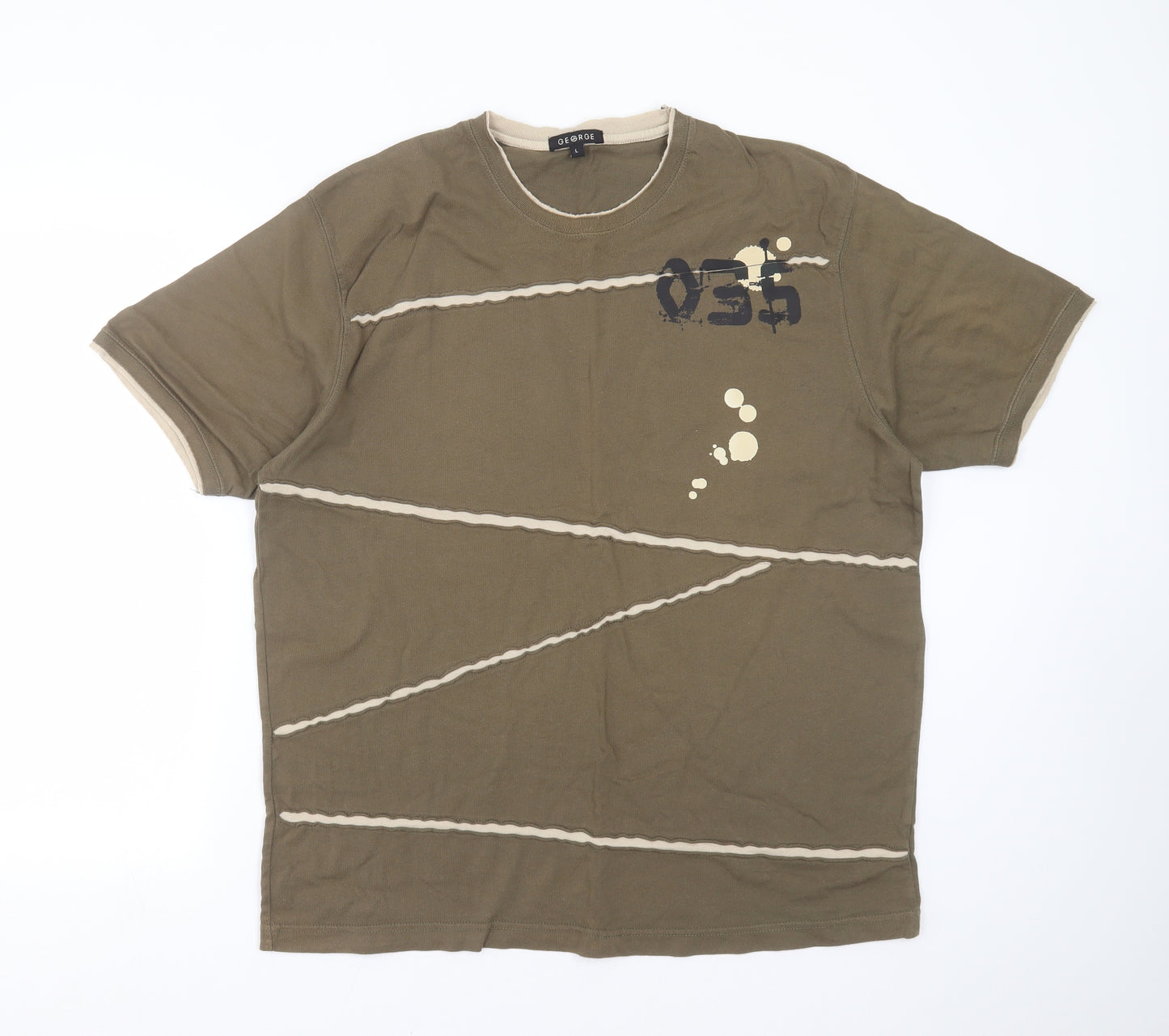 George Mens Green Geometric   T-Shirt Size L
