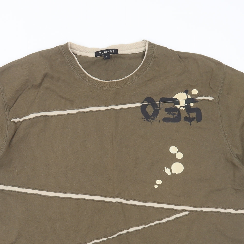 George Mens Green Geometric   T-Shirt Size L
