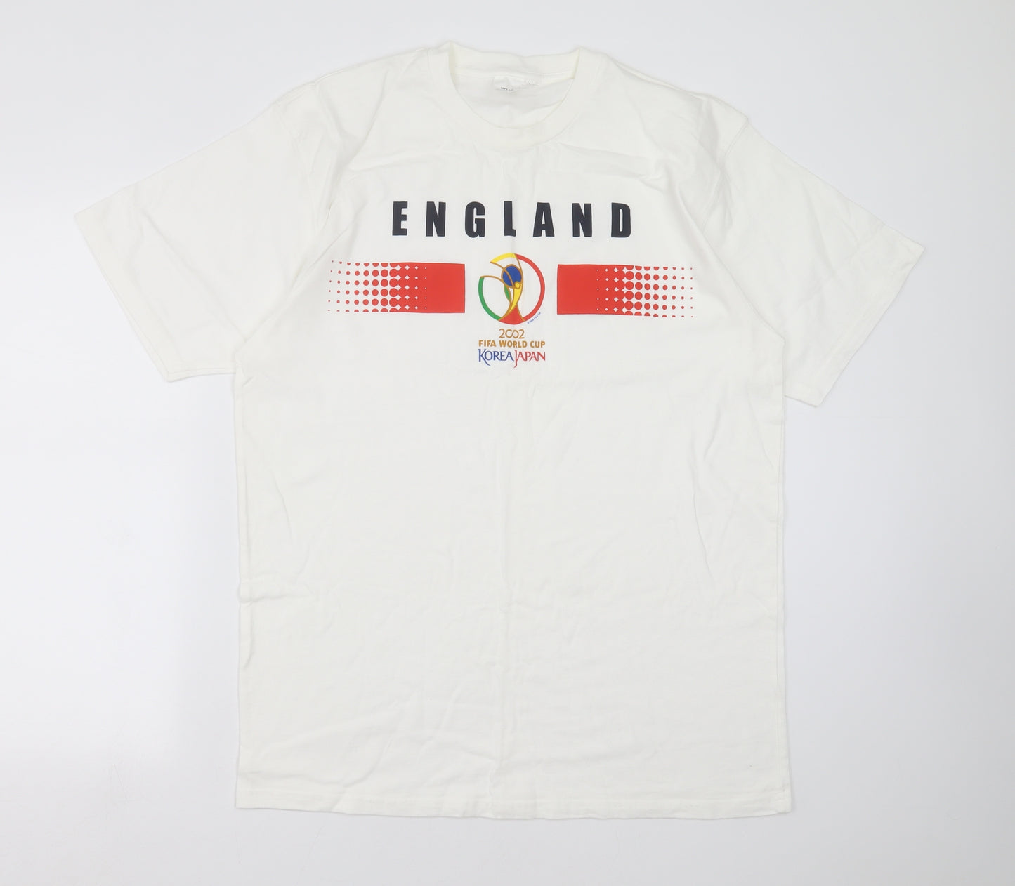 Preworn Mens White    T-Shirt Size L  - england world cup 2002