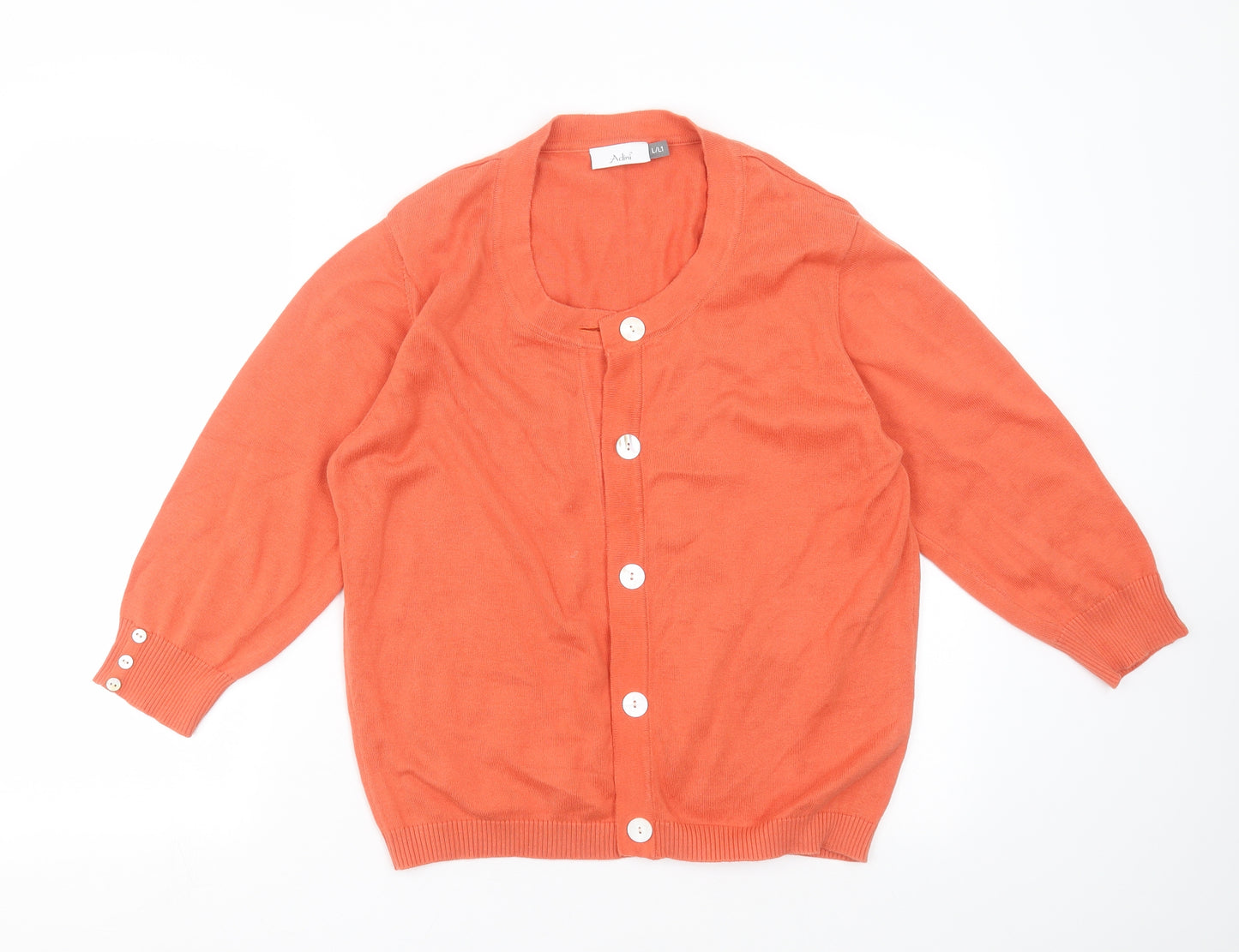 Adini Womens Orange  Knit Cardigan Jumper Size L