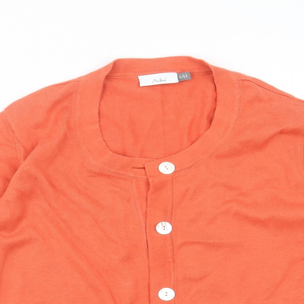 Adini Womens Orange  Knit Cardigan Jumper Size L