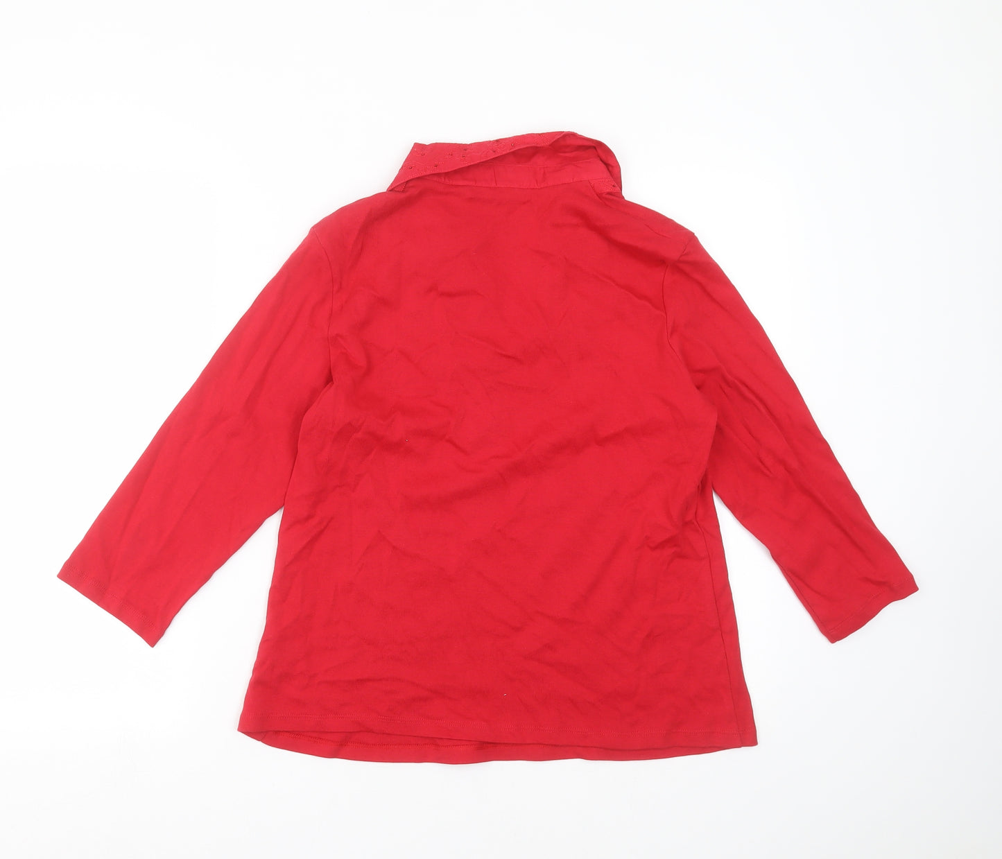 Marks and Spencer Womens Red   Basic T-Shirt Size 18  - Embroidered detail