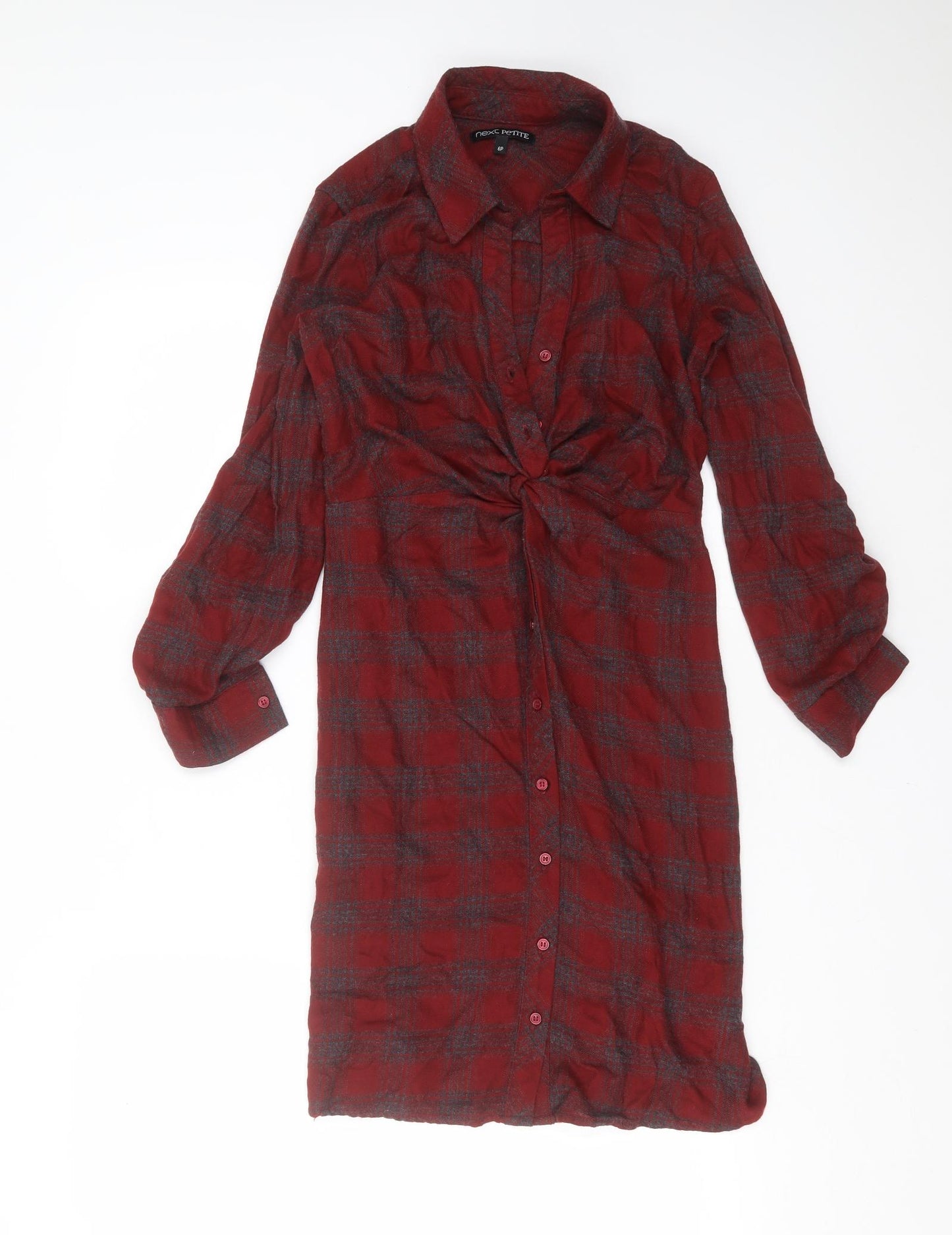 NEXT Womens Red Check  Shirt Dress  Size 6