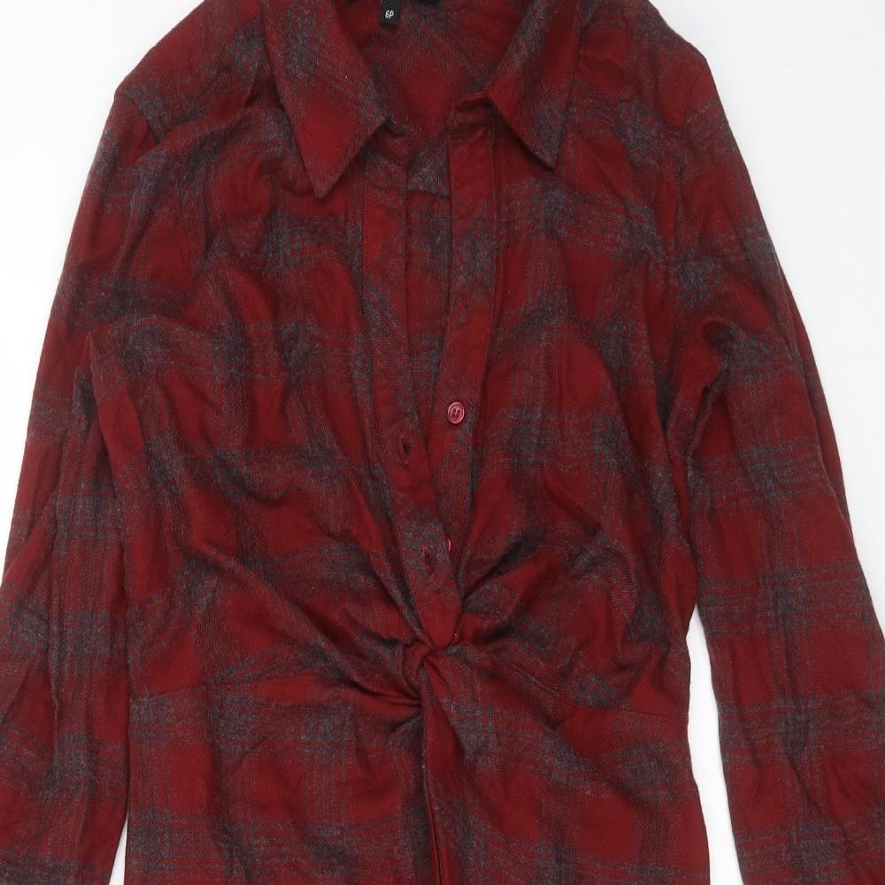NEXT Womens Red Check  Shirt Dress  Size 6