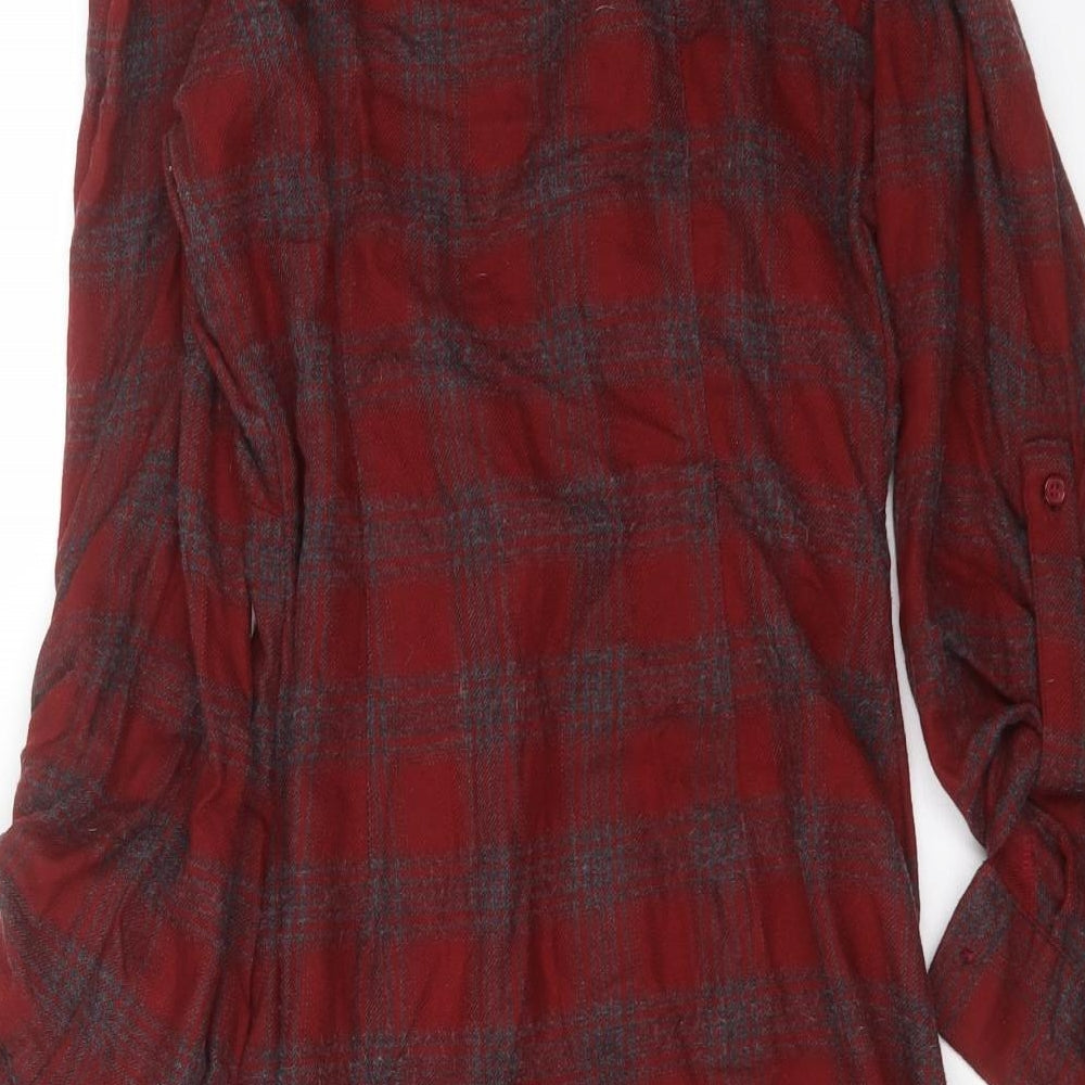 NEXT Womens Red Check  Shirt Dress  Size 6