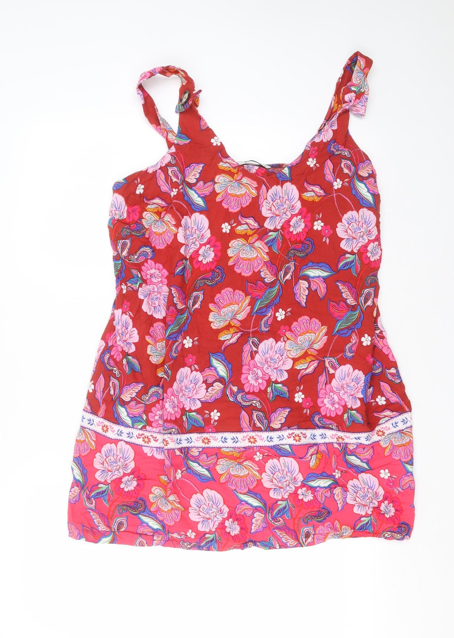 TU Womens Red Floral  Basic Blouse Size 16