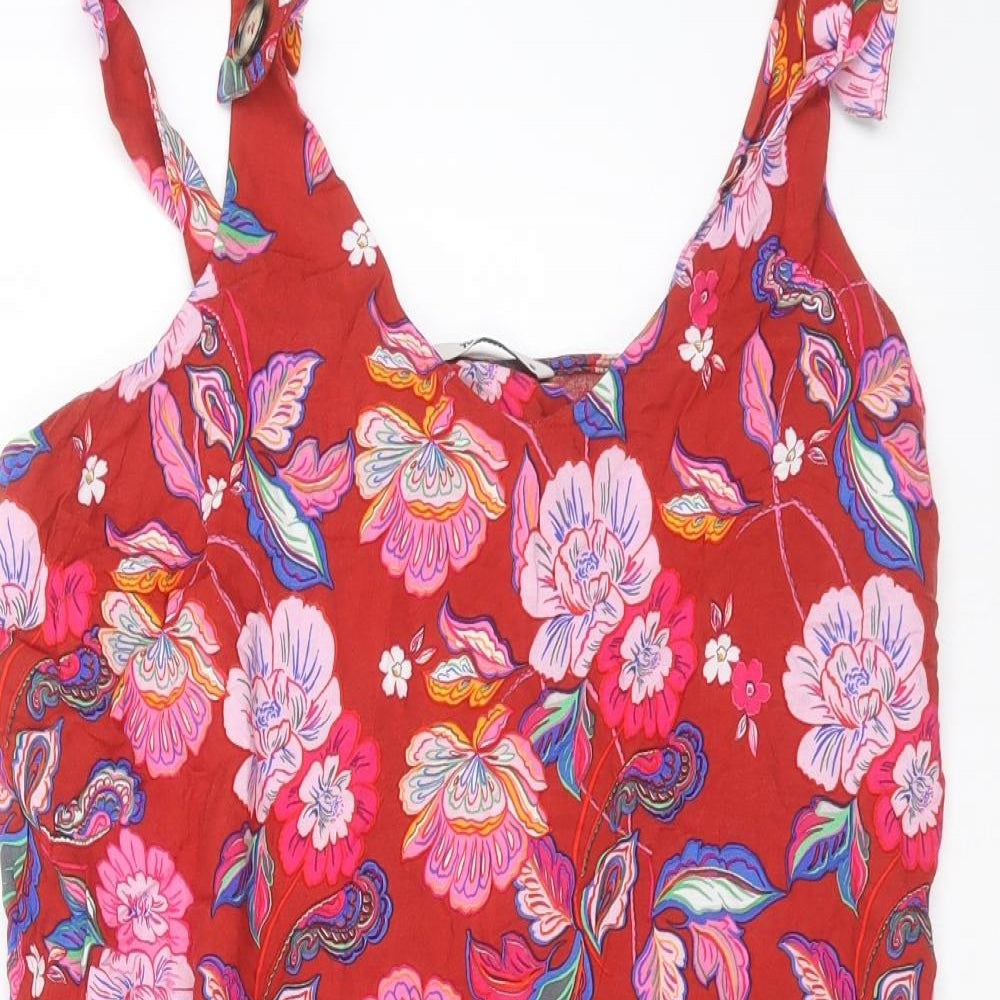TU Womens Red Floral  Basic Blouse Size 16