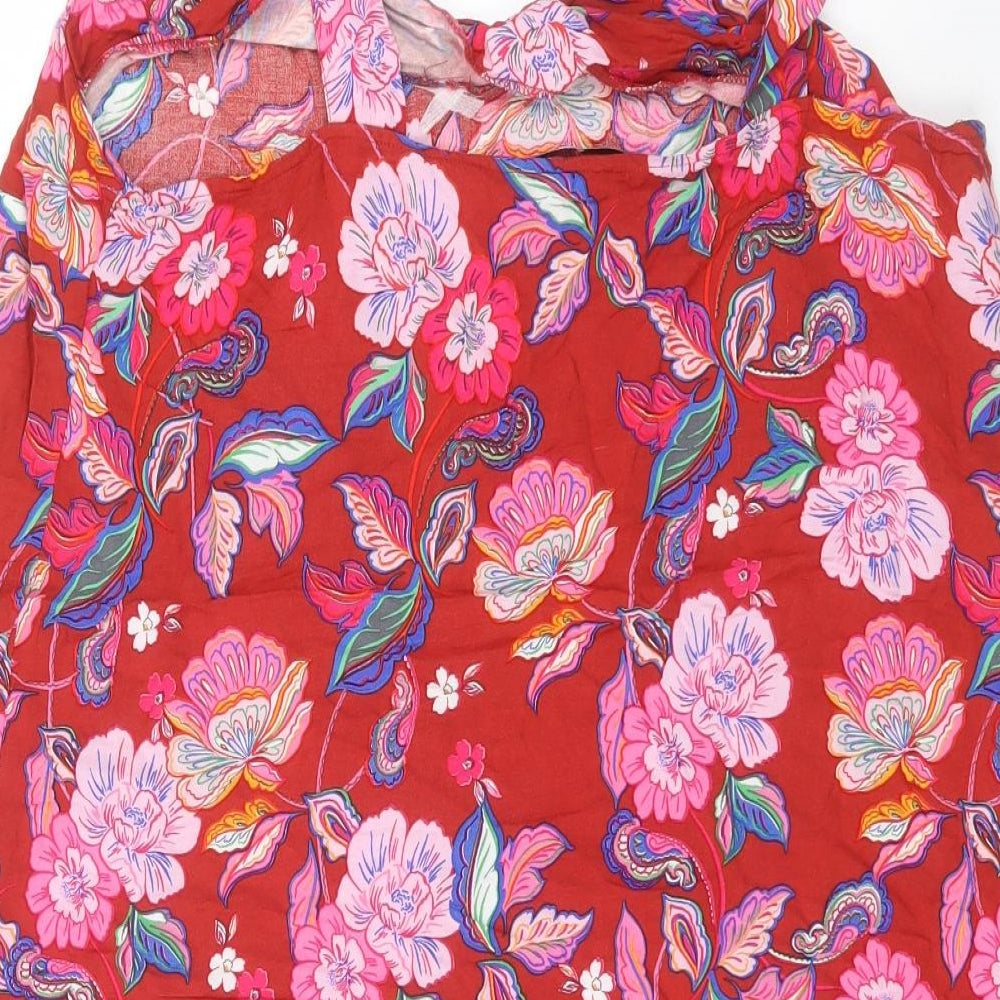 TU Womens Red Floral  Basic Blouse Size 16