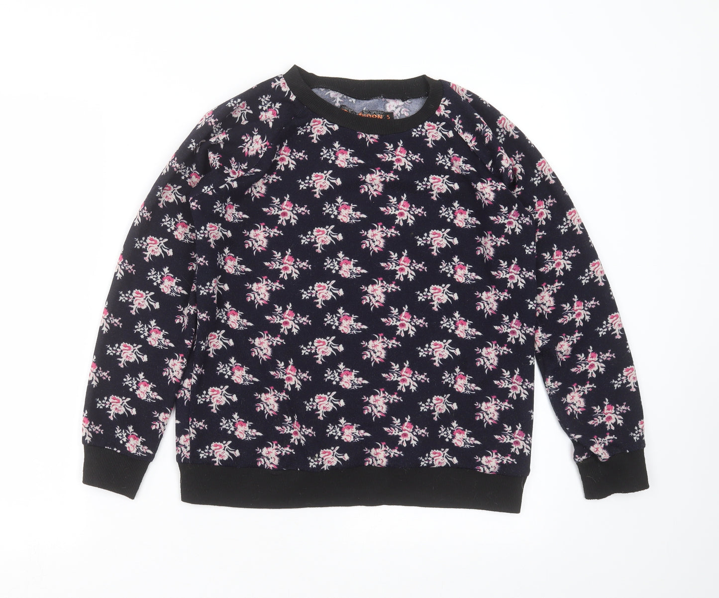 QED London Womens Blue Floral Knit Pullover Jumper Size S