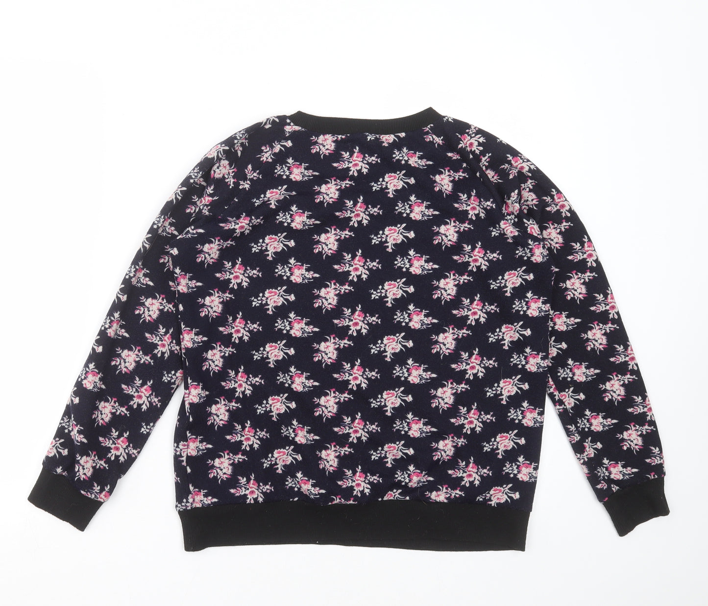 QED London Womens Blue Floral Knit Pullover Jumper Size S