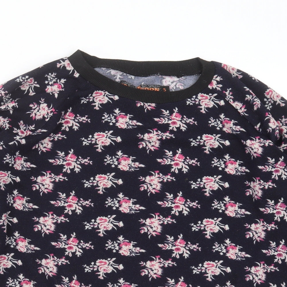 QED London Womens Blue Floral Knit Pullover Jumper Size S