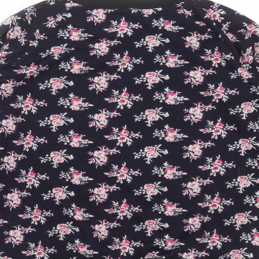 QED London Womens Blue Floral Knit Pullover Jumper Size S