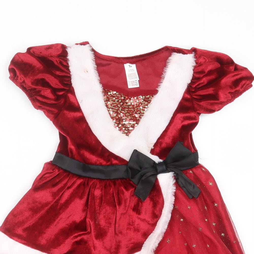 TU Girls Red   Fit & Flare  Size 5-6 Years  - costume dress