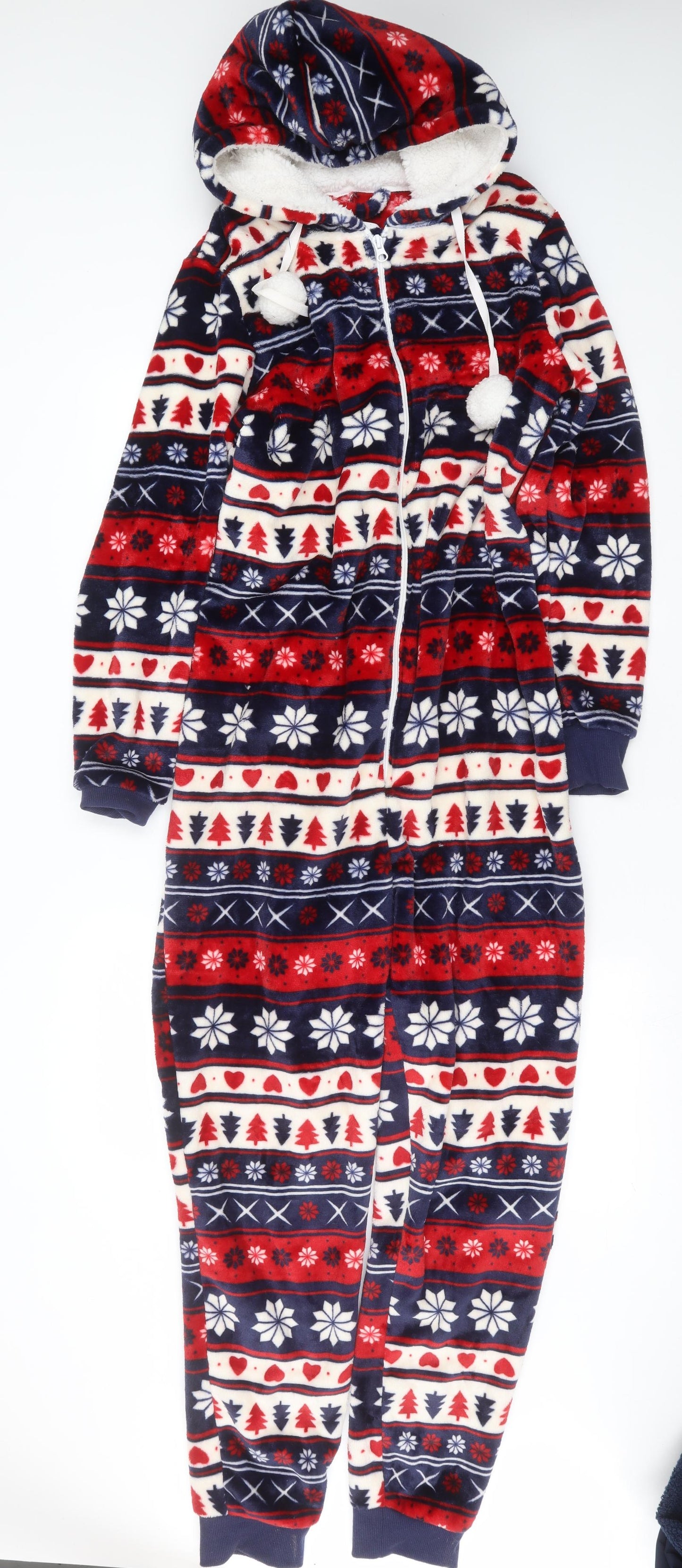 Matalan Womens Blue Fair Isle  Top One Piece Size S  - christmas onesie