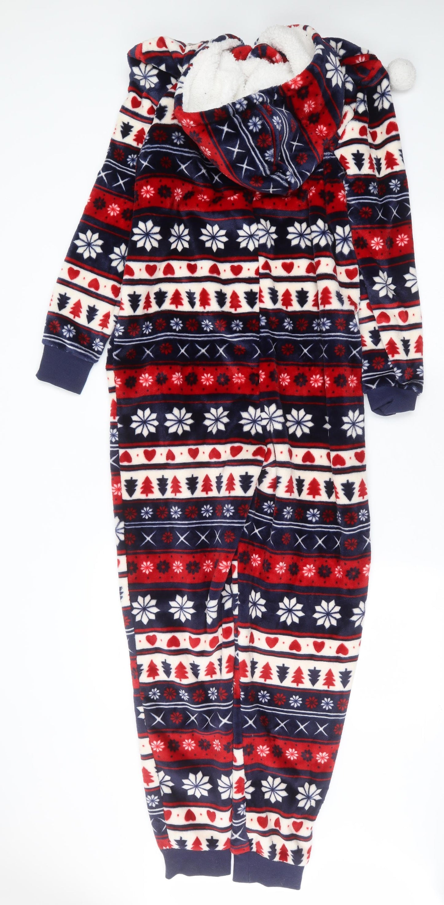 Matalan Womens Blue Fair Isle  Top One Piece Size S  - christmas onesie