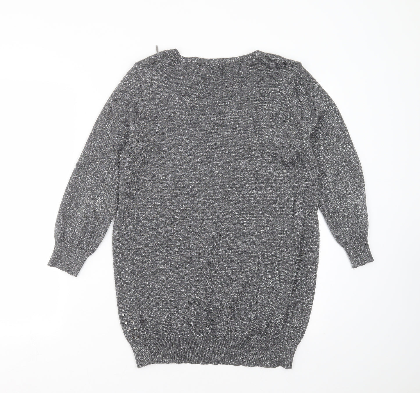 Wallis Womens Silver  Knit Pullover Jumper Size S  - studded detail