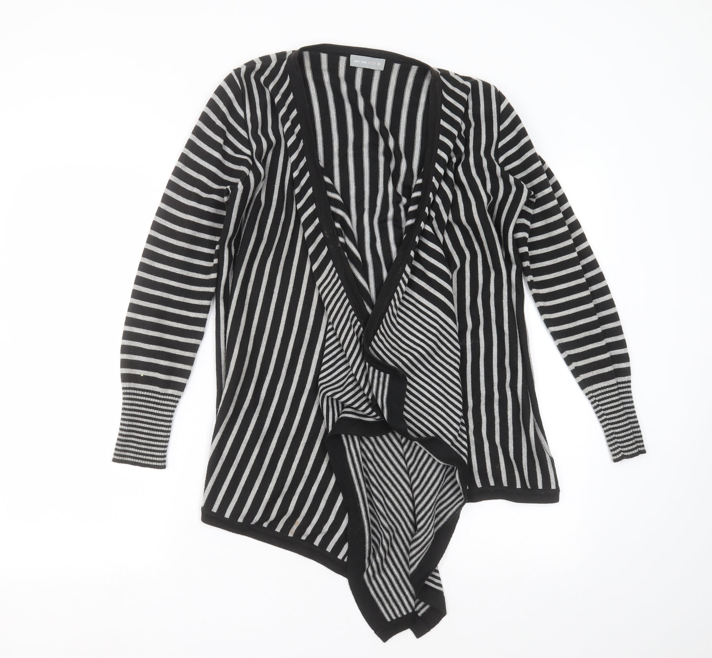 Marks and Spencer Womens Black Striped Knit Cardigan Jumper Size 10