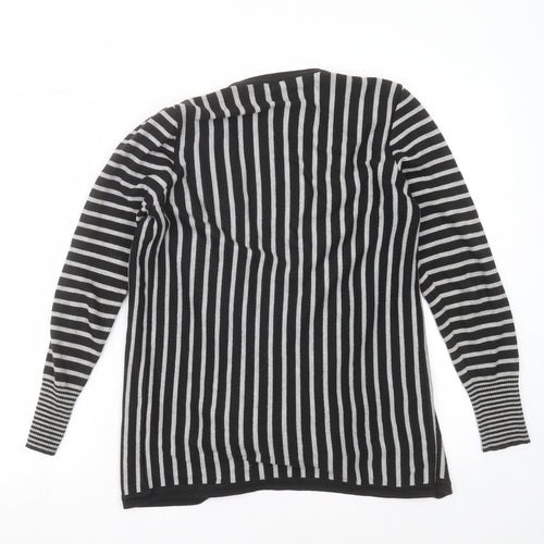 Marks and Spencer Womens Black Striped Knit Cardigan Jumper Size 10