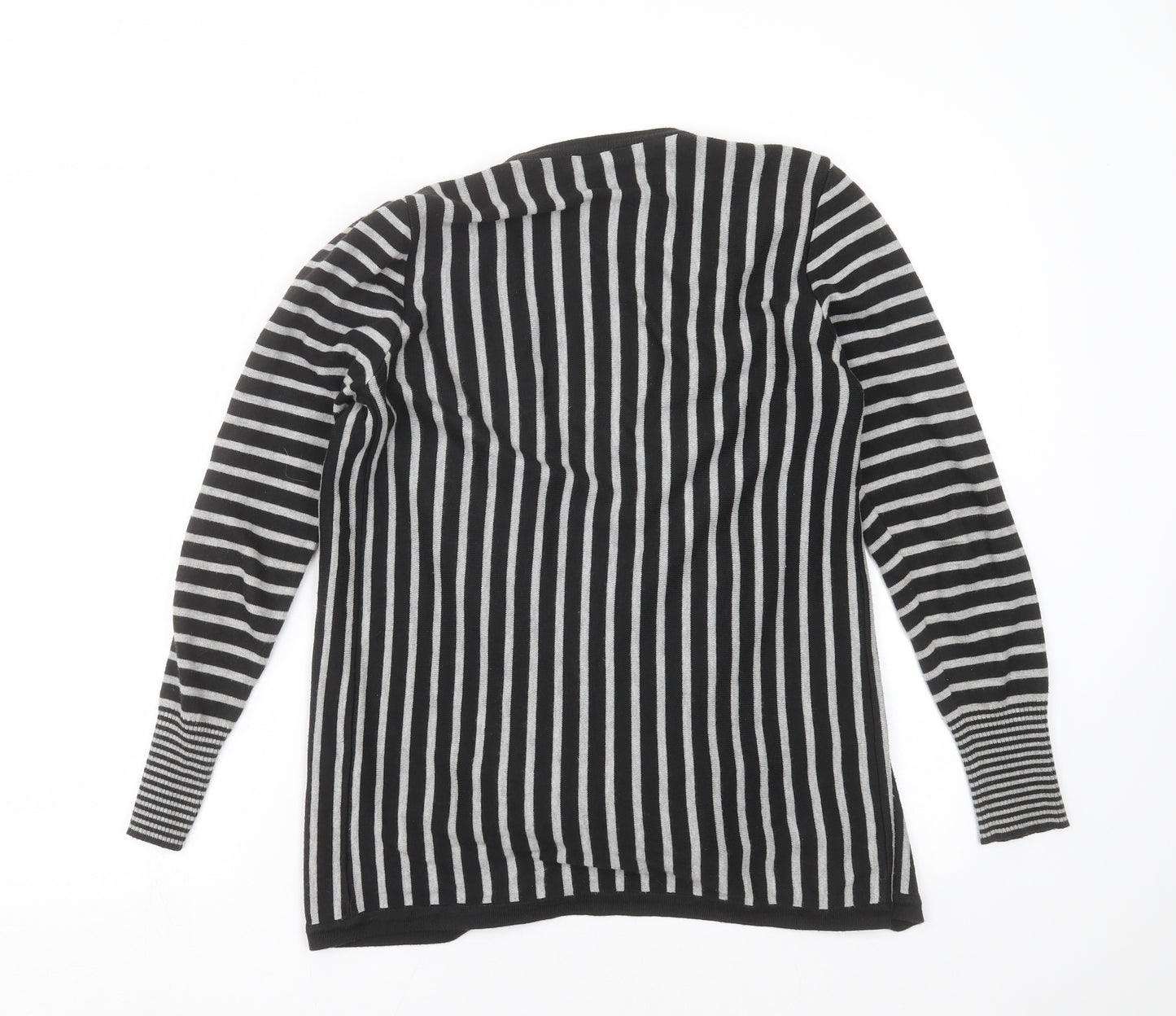 Marks and Spencer Womens Black Striped Knit Cardigan Jumper Size 10