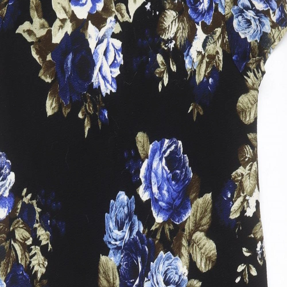 New Look Womens Black Floral  T-Shirt Dress  Size 16