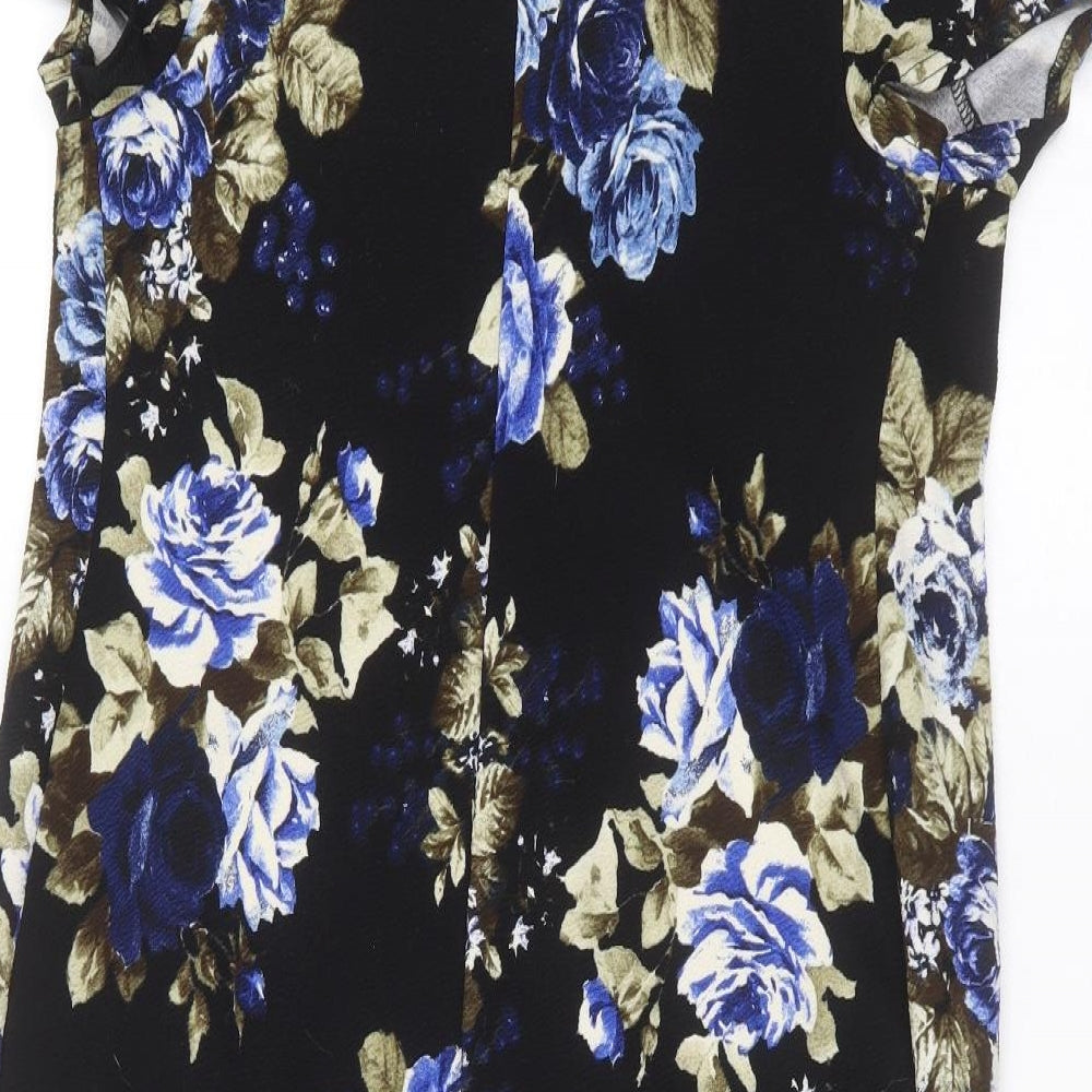 New Look Womens Black Floral  T-Shirt Dress  Size 16