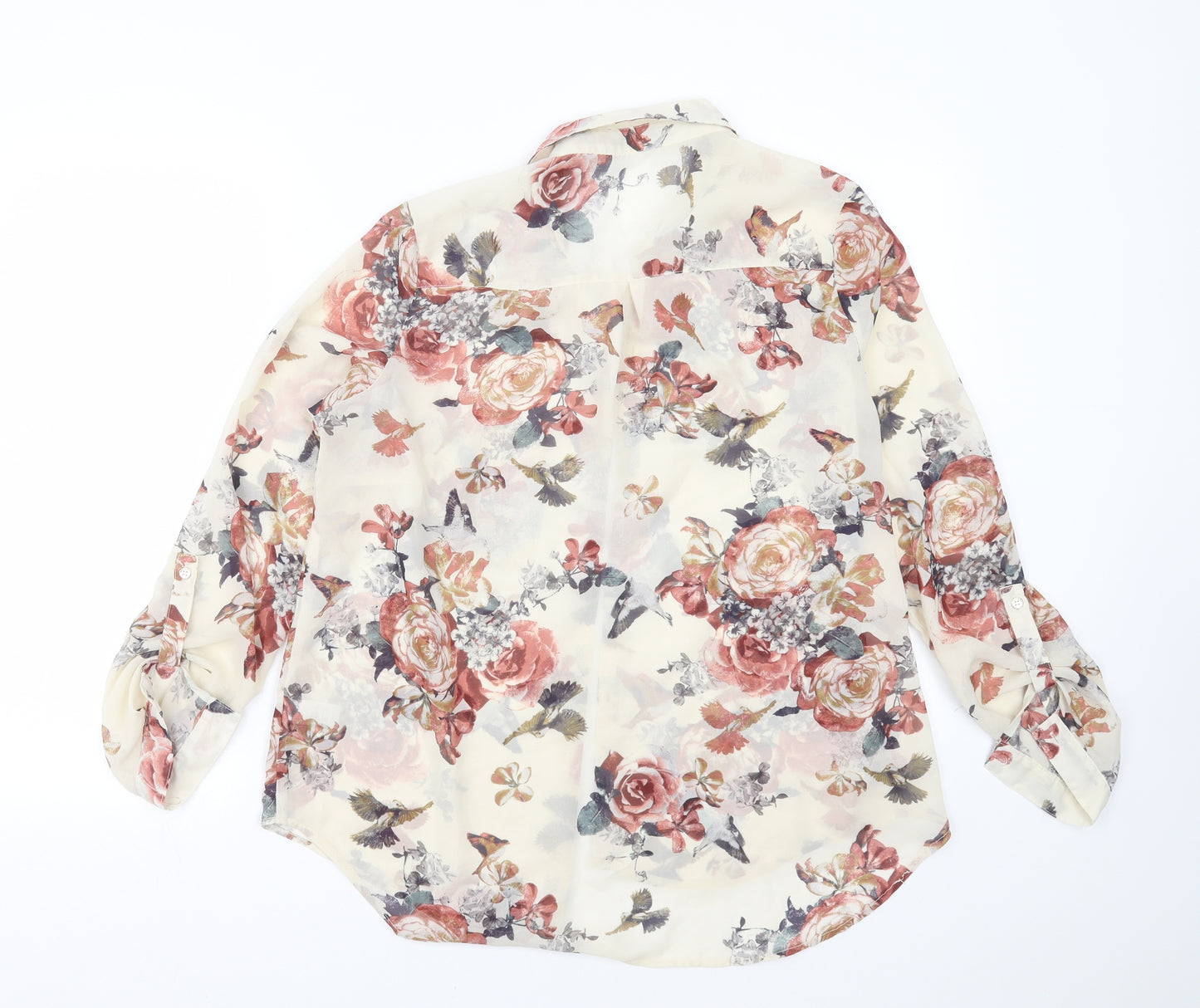 George Womens Ivory Floral  Basic Blouse Size 14