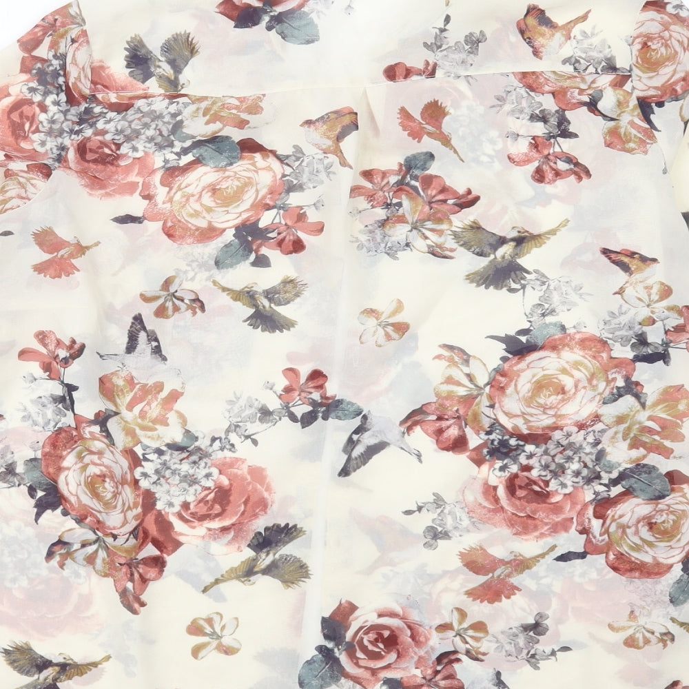 George Womens Ivory Floral  Basic Blouse Size 14