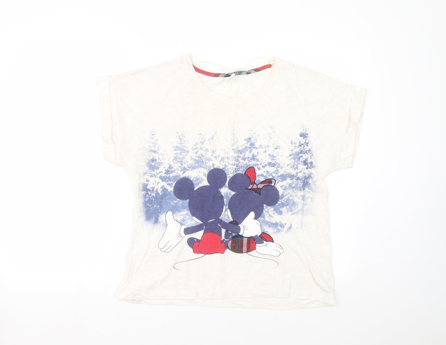 TU Womens Ivory   Basic T-Shirt Size 10  - Mickey and Minnie Mouse