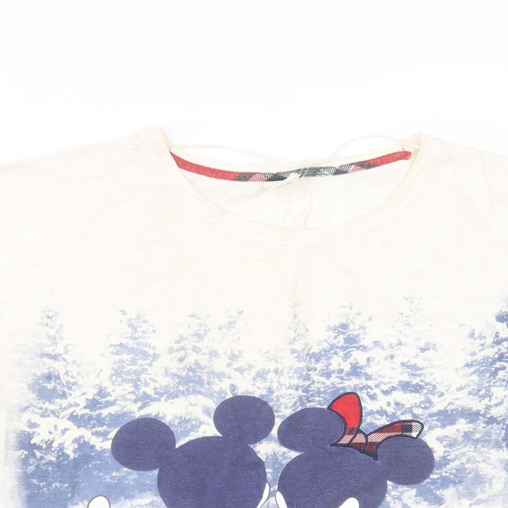 TU Womens Ivory   Basic T-Shirt Size 10  - Mickey and Minnie Mouse