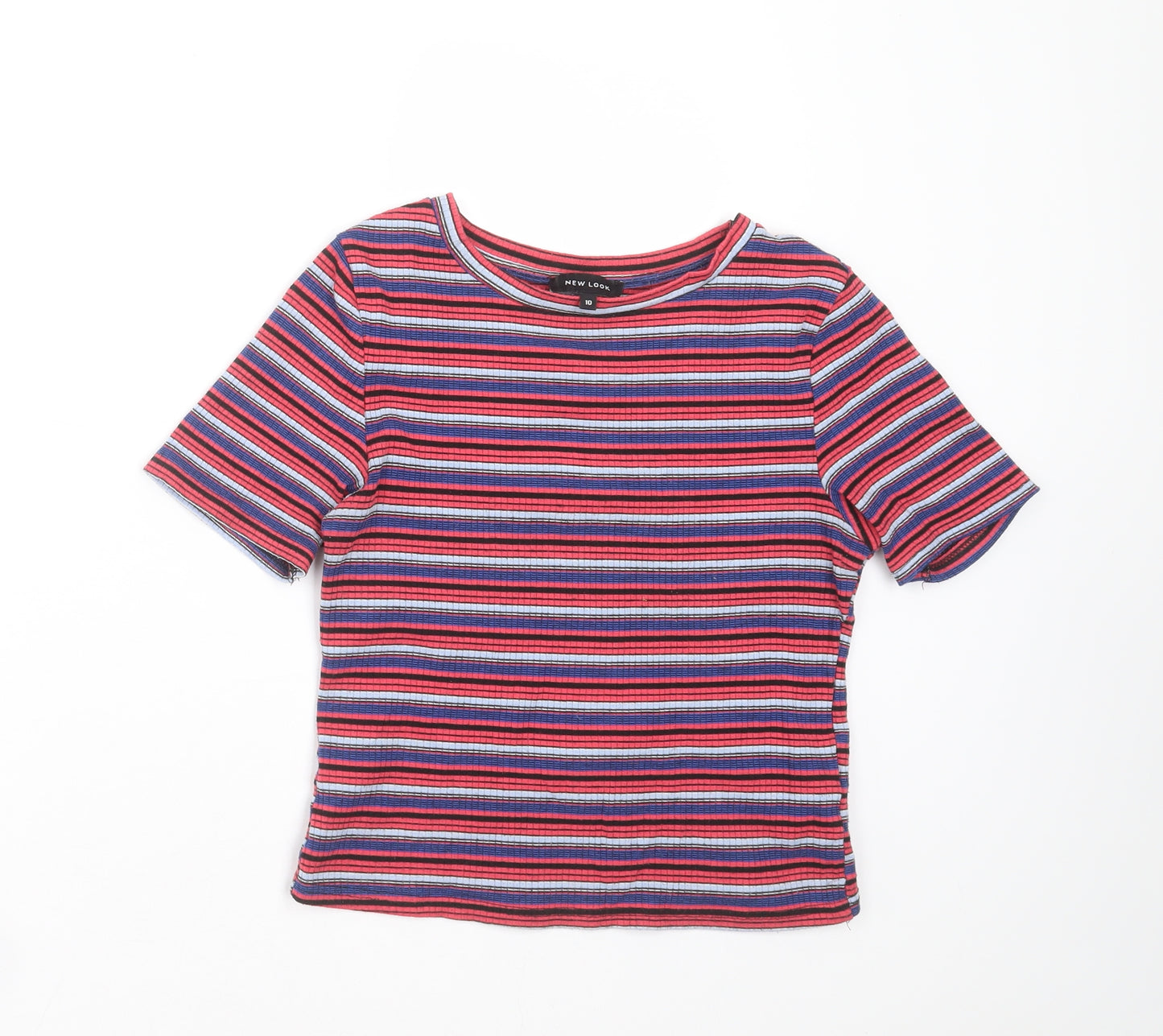 New Look Womens Pink Striped  Basic T-Shirt Size 10