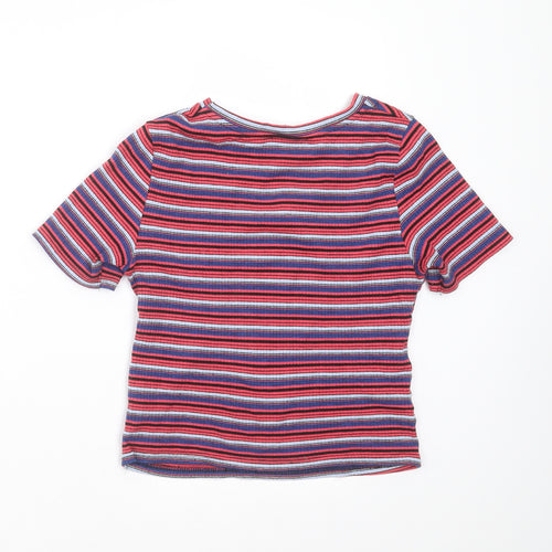 New Look Womens Pink Striped  Basic T-Shirt Size 10