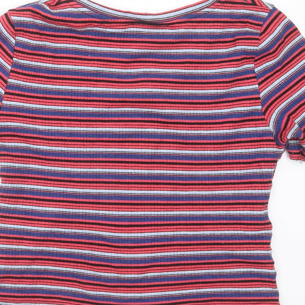 New Look Womens Pink Striped  Basic T-Shirt Size 10