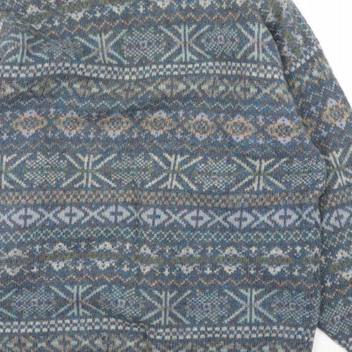 Pitlochry Mens Blue Fair Isle  Pullover Jumper Size L