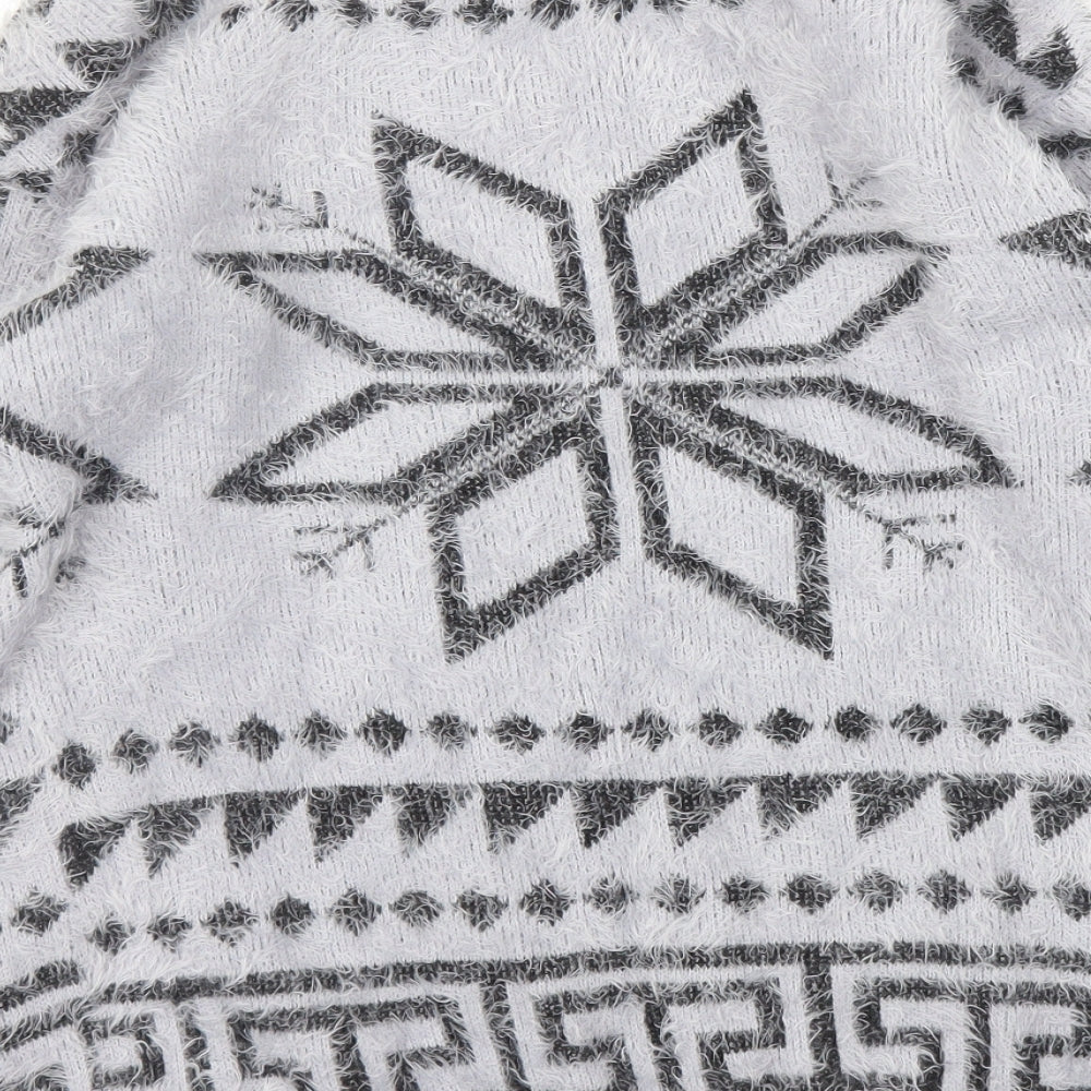 Internationale Womens Grey Fair Isle  Pullover Jumper Size M