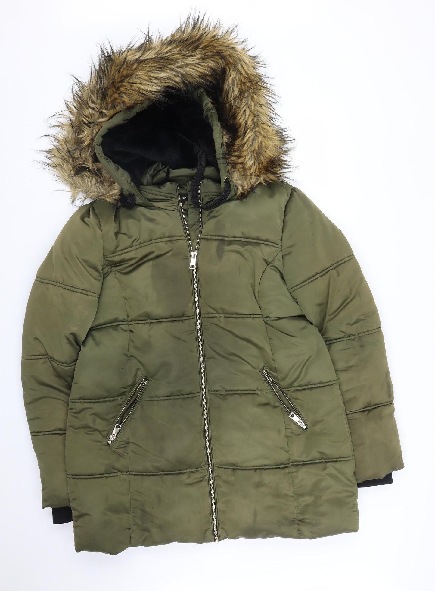 F&F Womens Green   Parka Coat Size 12